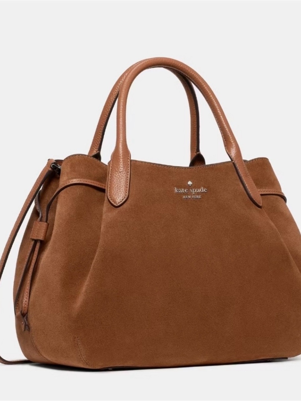 Kate Spade Large Suede Dumpling Satchel Bag w/ Removable Strap - Picture 8 of 9